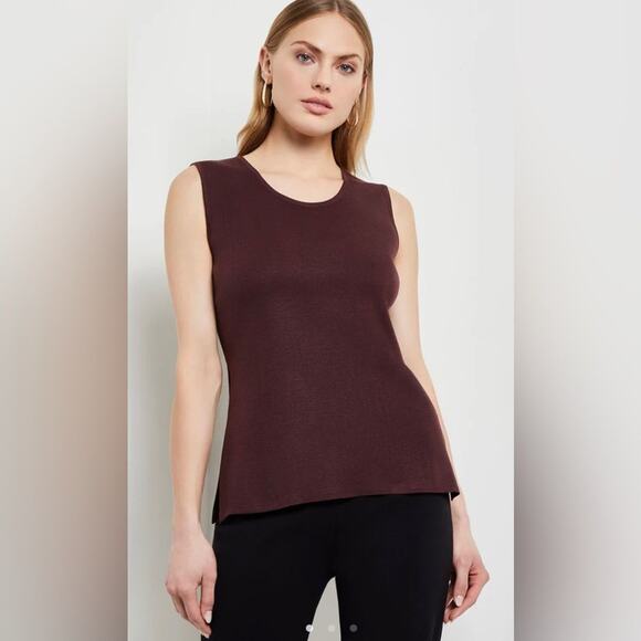 Misook Classic Mahogany Knit Tank top small - Picture 2 of 6